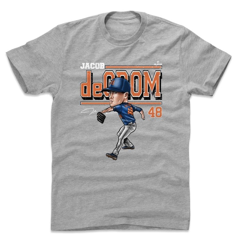 Jacob deGrom New York Mets 500 Level MLB Cartoon T-Shirt – Grey