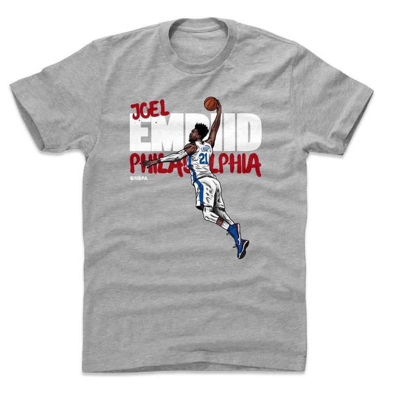 Joel Embiid Philadelphia 76ers 500 Level NBA Graffiti T-Shirt – Grey