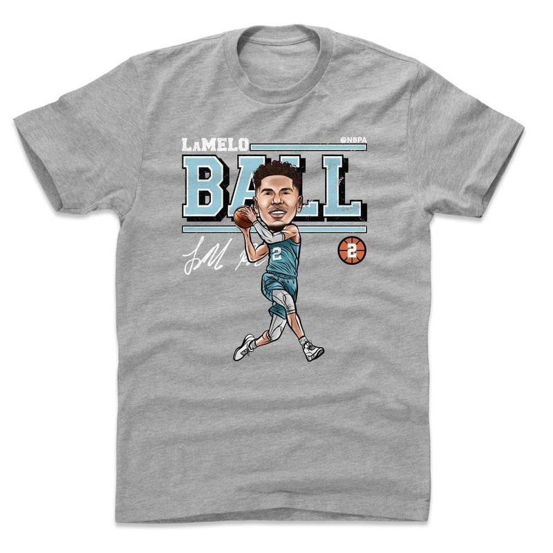 LaMelo Ball Charlotte Hornets 500 Level NBA Cartoon T-Shirt – Grey