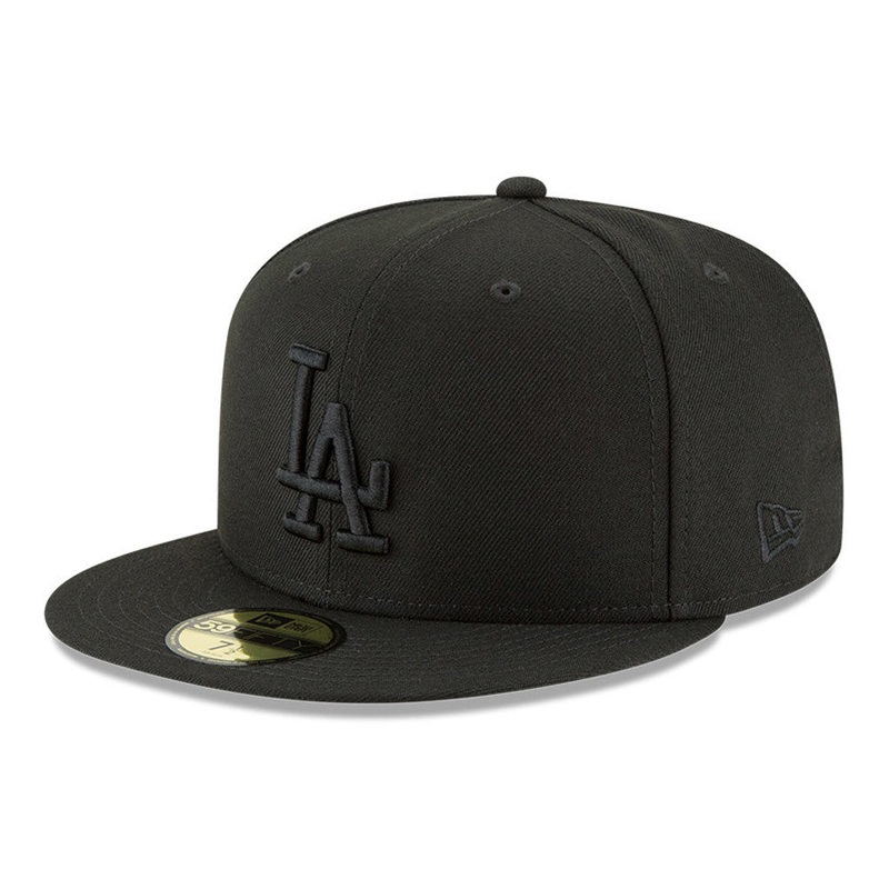 MLB Los Angeles Dodgers New Era Black on Black 59FIFTY Fitted Hat – Black