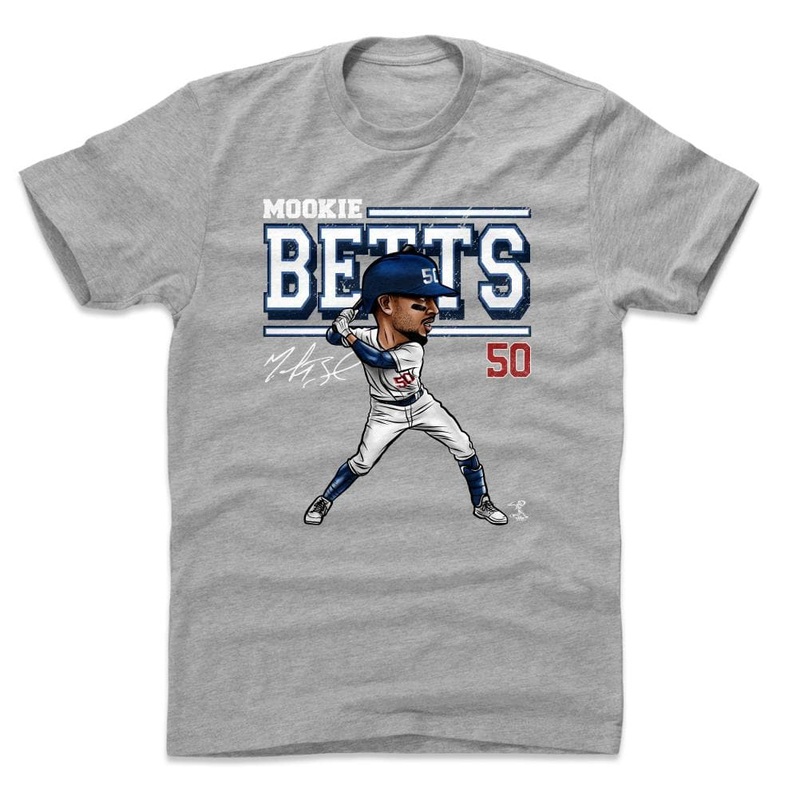 Mookie Betts Los Angeles Dodgers 500 Level MLB Cartoon T-Shirt – Grey