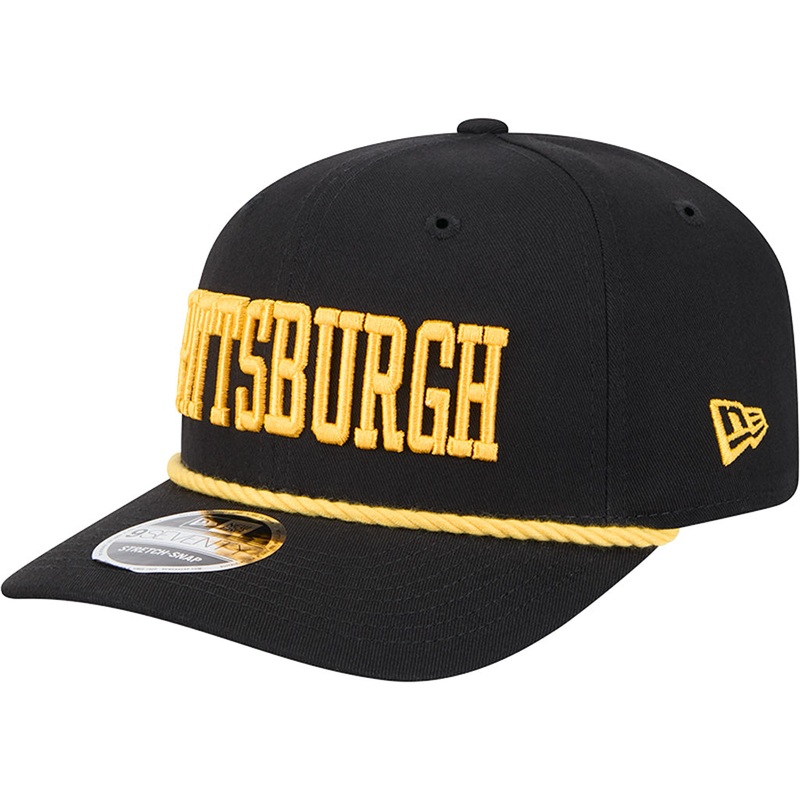 NFL Pittsburgh Steelers New Era Rope Wordmark 9SEVENTY Stretch-Snapback Hat – Black