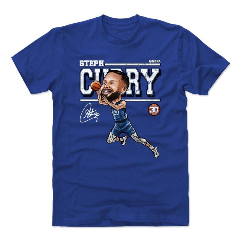 Steph Curry Golden State Warriors 500 Level NBA Cartoon T-Shirt – Blue