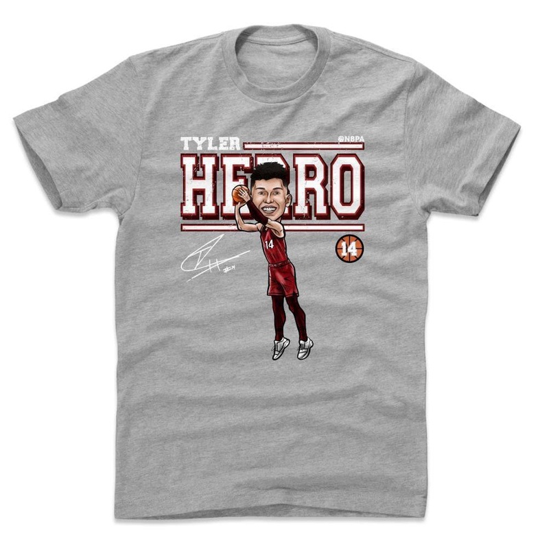 Tyler Herro Miami Heat 500 Level NBA Cartoon T-Shirt – Grey
