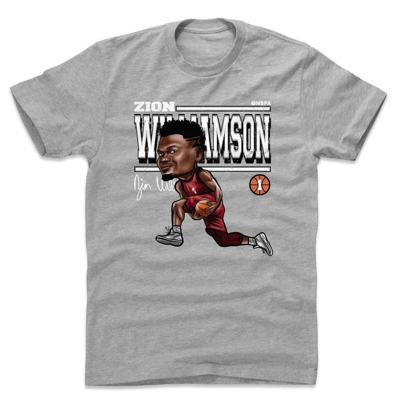 Zion Williamson New Orleans Pelicans 500 Level NBA Cartoon T-Shirt – Grey