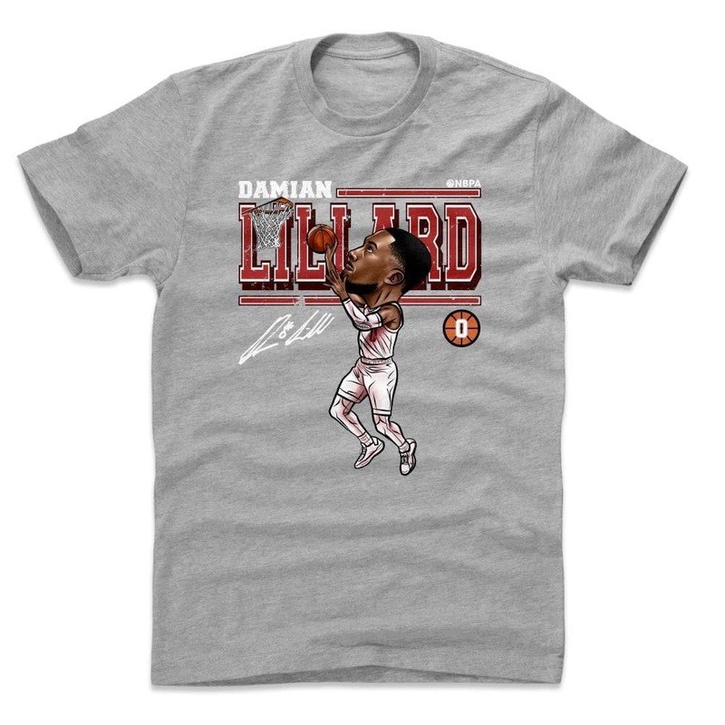 Damian Lillard Portland Trail Blazers 500 Level NBA Cartoon T-Shirt – Grey