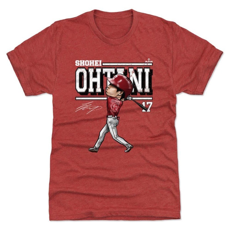 Shohei Ohtani Los Angeles Angels 500 Level MLB Cartoon Premium T-Shirt – Red