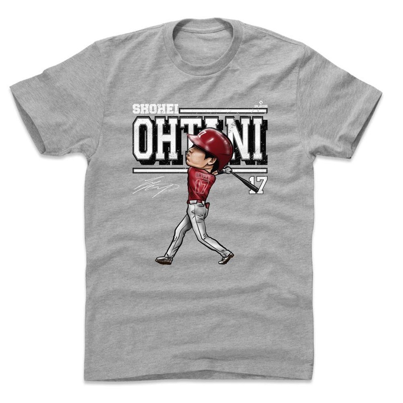Shohei Ohtani Los Angeles Angels 500 Level MLB Cartoon T-Shirt – Grey Marle