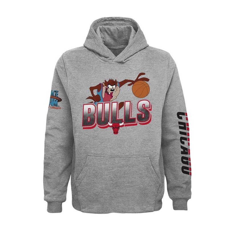 Youths Chicago Bulls Space Jam 2 Movie Outerstuff Tune Hoodie Jumper – Grey