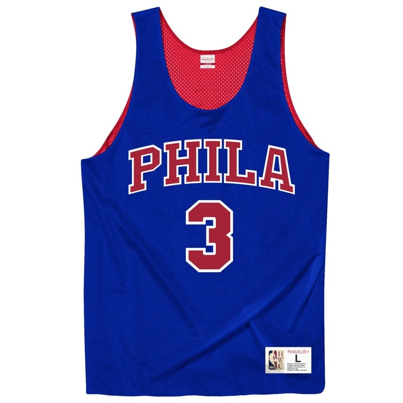 Allen Iverson Philadelphia 76ers Mitchell & Ness NBA Reversible Mesh Tank – Blue/Red