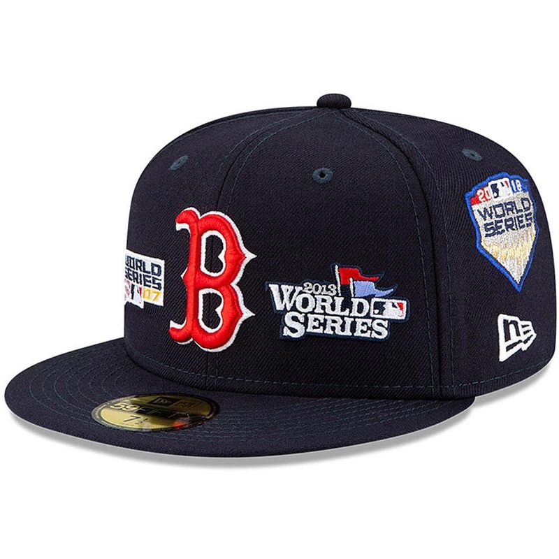 Boston Red Sox New Era MLB Champions Patch 59FIFTY Fitted Hat – Navy