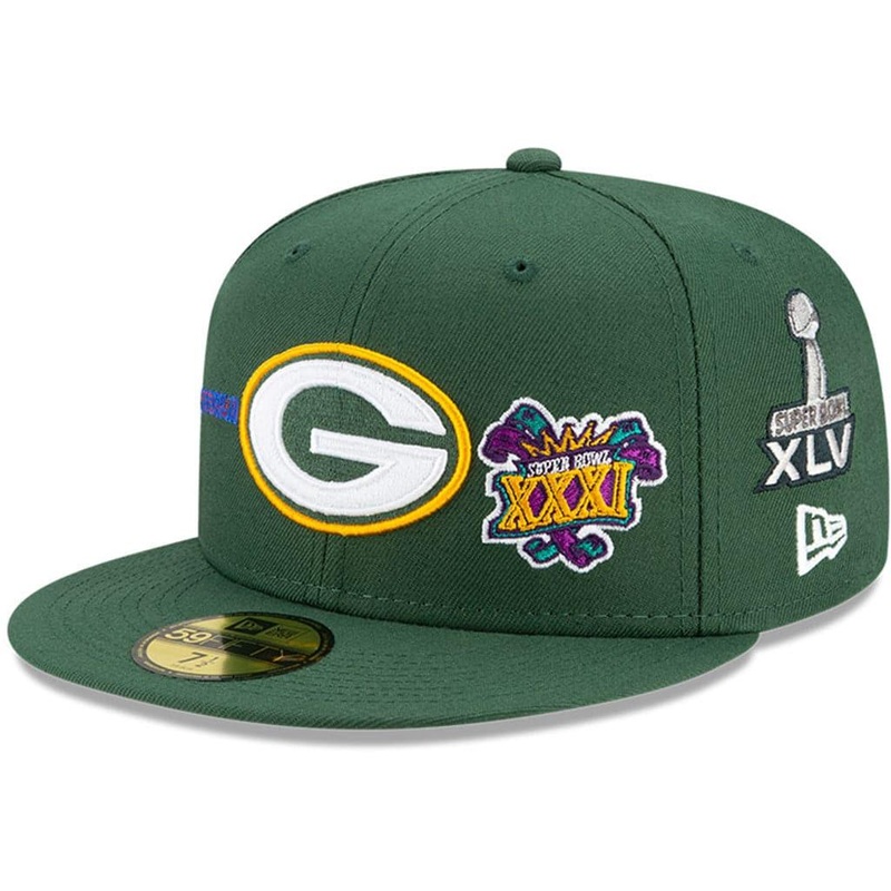 Green Bay Packers New Era NFL Champions Patch 59FIFTY Fitted Hat – Green
