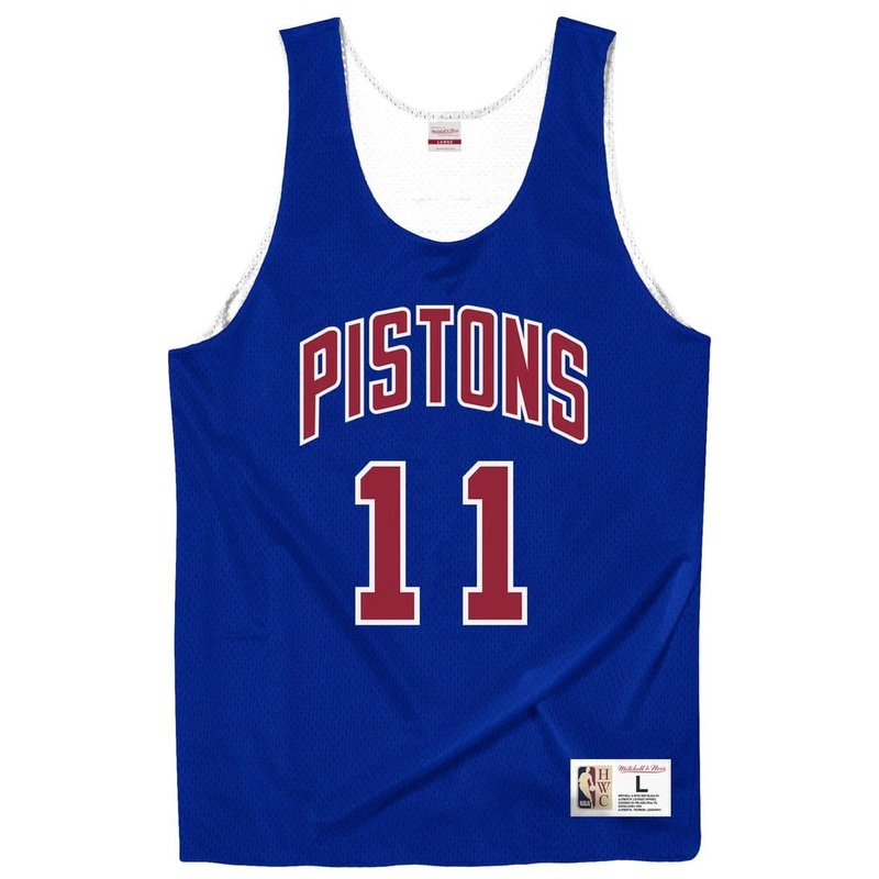 Isiah Thomas Detroit Pistons Mitchell & Ness NBA Reversible Mesh Tank – Blue/White