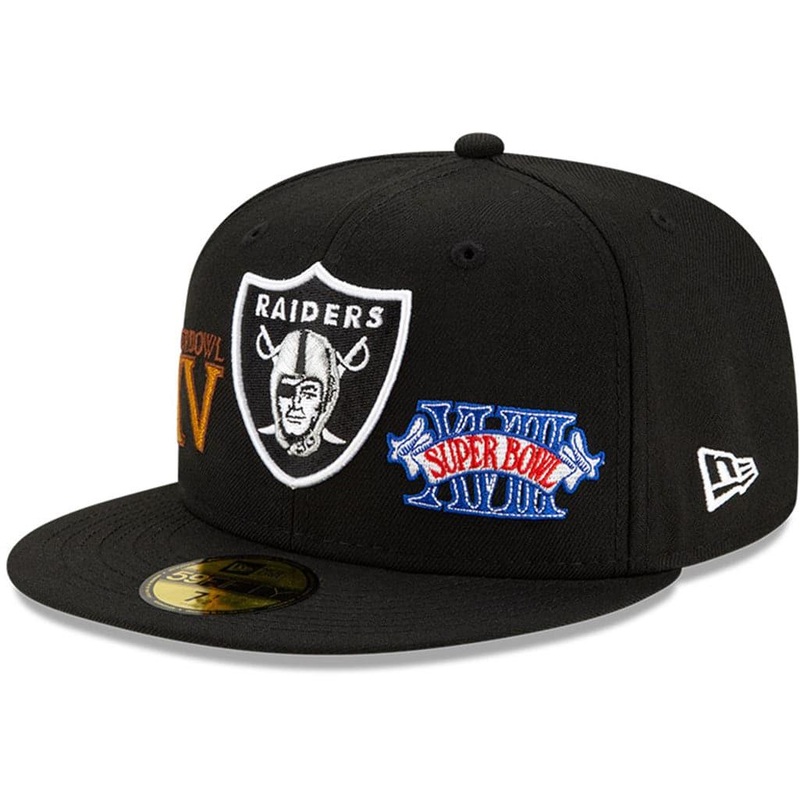 Las Vegas Raiders New Era NFL Champions Patch 59FIFTY Fitted Hat – Black