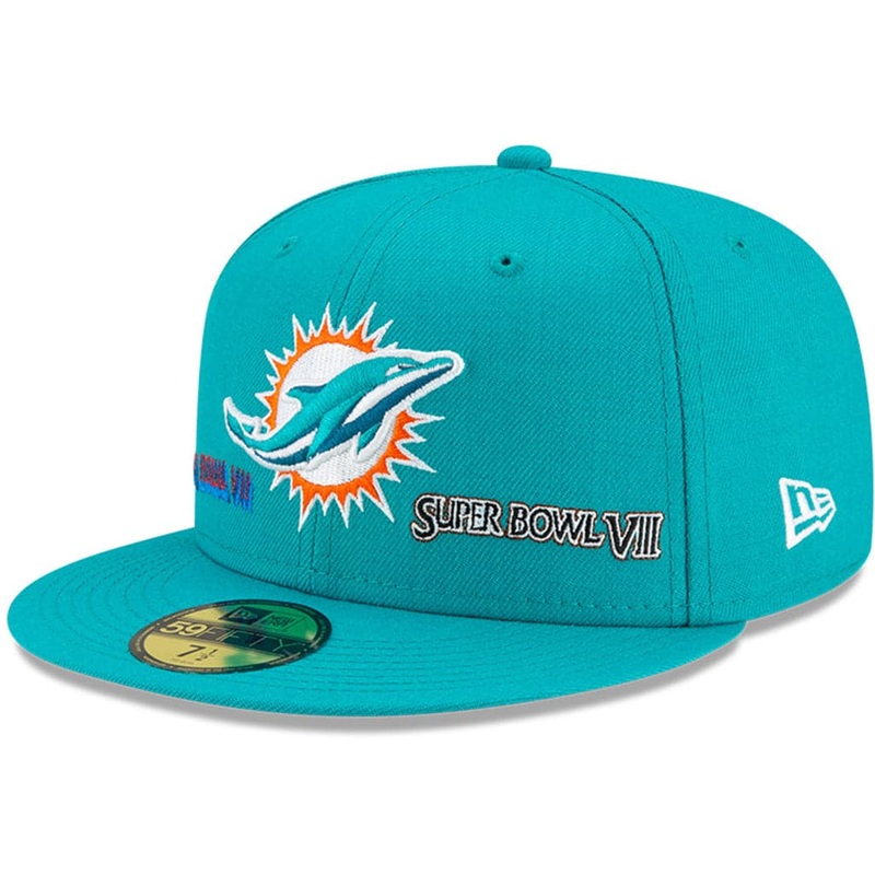 Miami Dolphins New Era NFL Champions Patch 59FIFTY Fitted Hat – Aqua