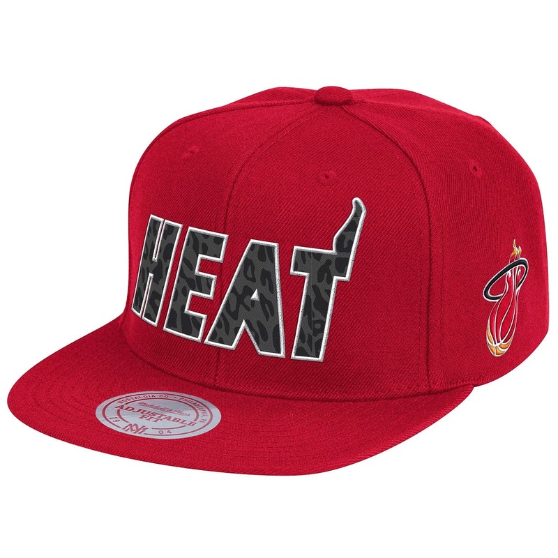 Miami Heat Mitchell & Ness NBA HWC Wildback Snapback Hat – Red