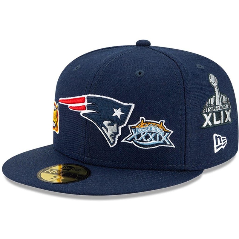 New England Patriots New Era NFL Champions Patch 59FIFTY Fitted Hat – Navy