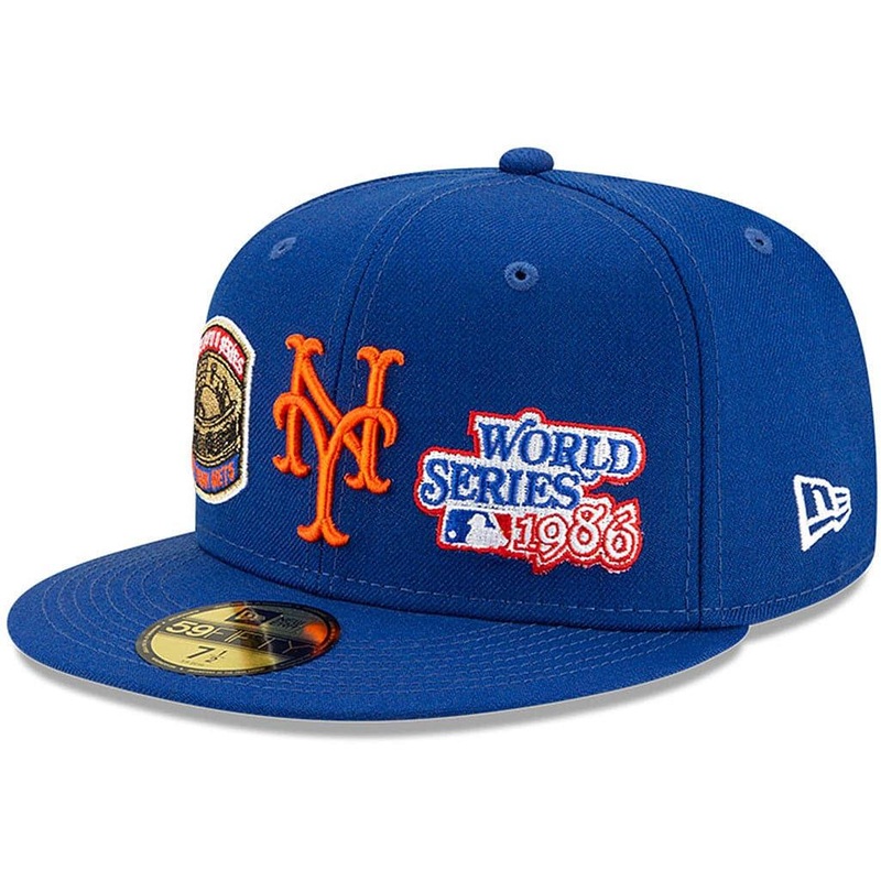 New York Mets New Era MLB Champions Patch 59FIFTY Fitted Hat – Blue