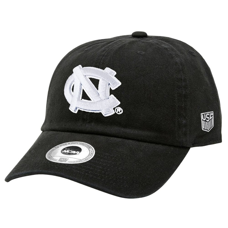 North Carolina Tar Heels USL NCAA Monochrome Curved Strapback Hat – Black