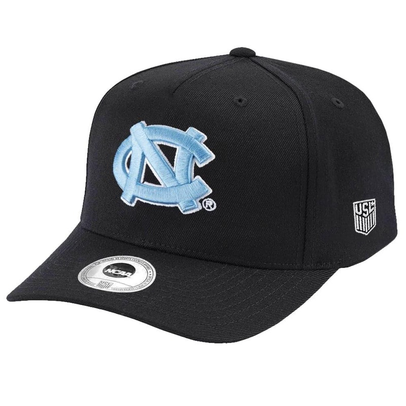 North Carolina Tar Heels USL NCAA Team Logo 110 Curved Snapback Hat – Black