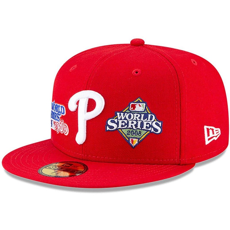 Philadelphia Phillies New Era MLB Champions Patch 59FIFTY Fitted Hat – Red