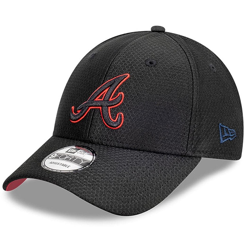Atlanta Braves New Era MLB Hex Pop Mesh 9FORTY Strapback Hat – Black