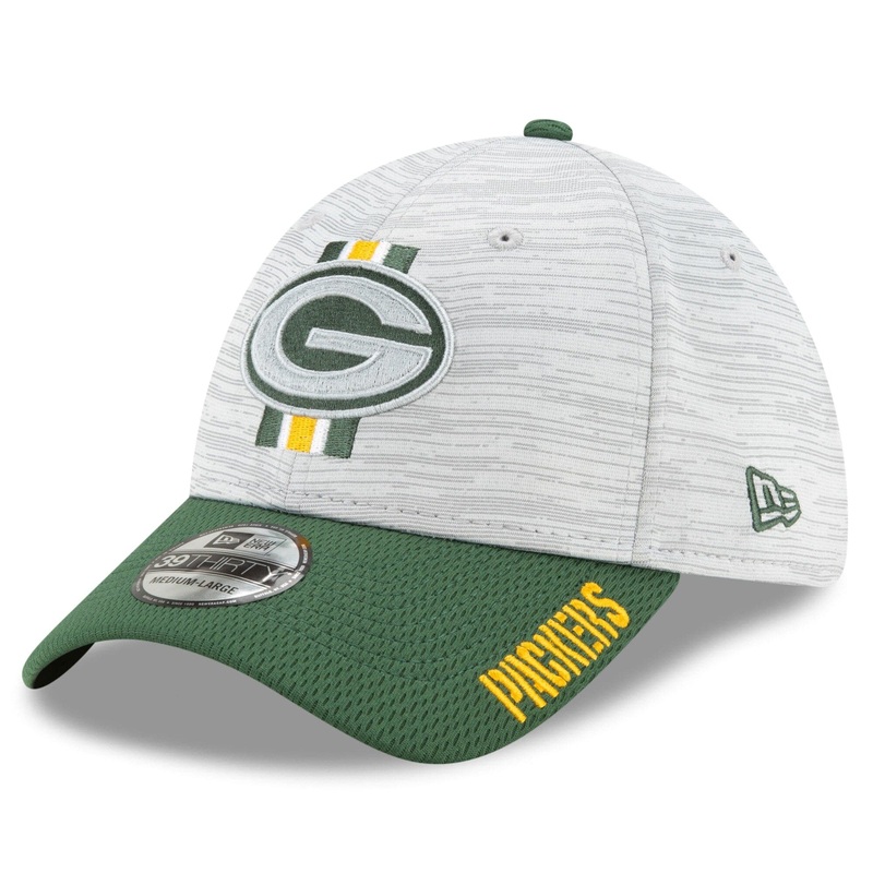 Green Bay Packers New Era NFL 2021 Training Camp 39THIRTY Flex Fit Curve Hat – Grey
