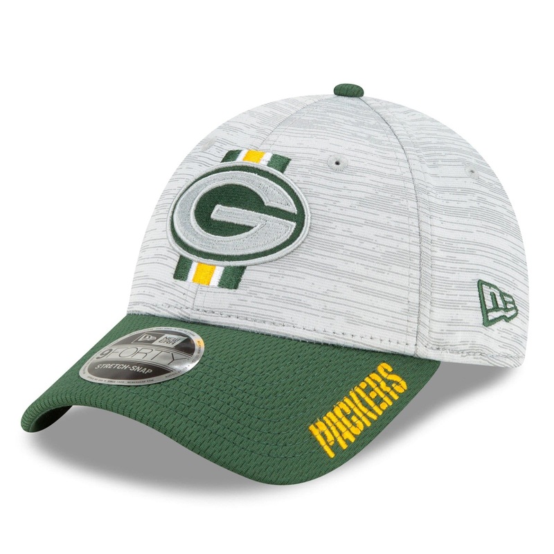 Green Bay Packers New Era NFL 2021 Training Camp 9FORTY Curve Stretch Snapback Hat – Grey