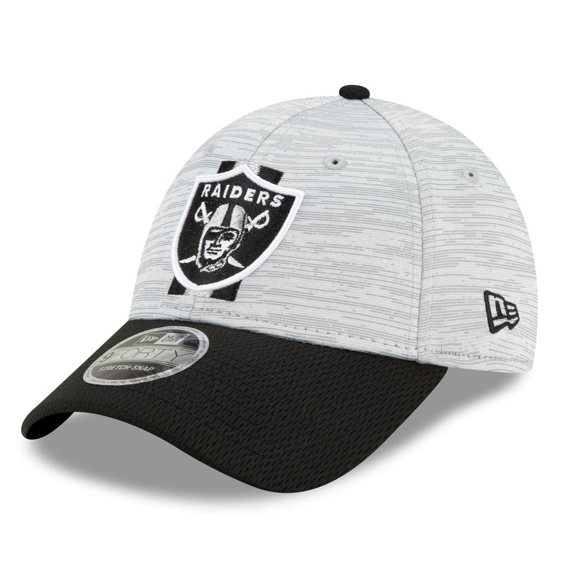 Las Vegas Raiders New Era NFL 2021 Training Camp 9FORTY Curve Stretch Snapback Hat – Grey
