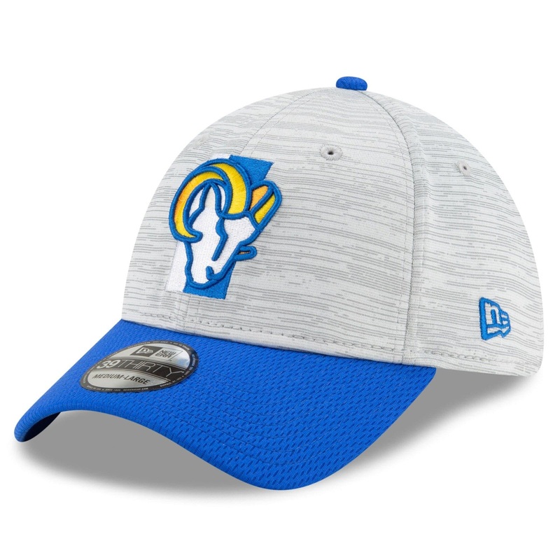 Los Angeles Rams New Era NFL 2021 Training Camp 39THIRTY Flex Fit Curve Hat – Grey