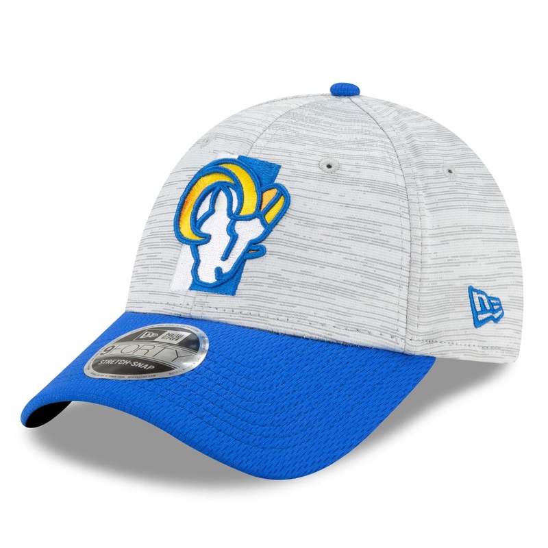 Los Angeles Rams New Era NFL 2021 Training Camp 9FORTY Curve Stretch Snapback Hat – Grey