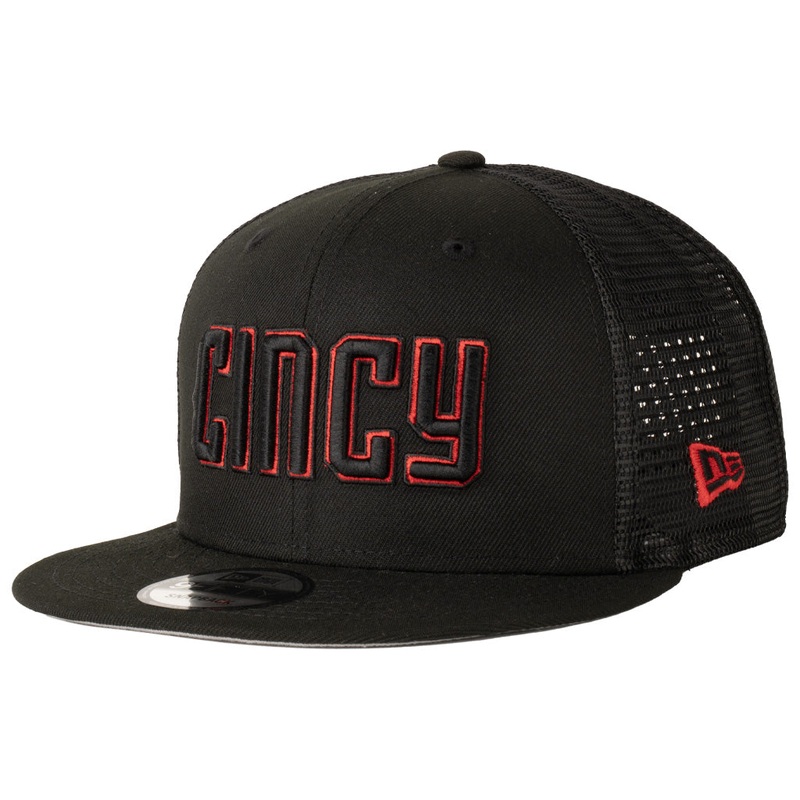 MLB Cincinnati Reds New Era Shadowline 9FIFTY Snapback Trucker Hat – Black
