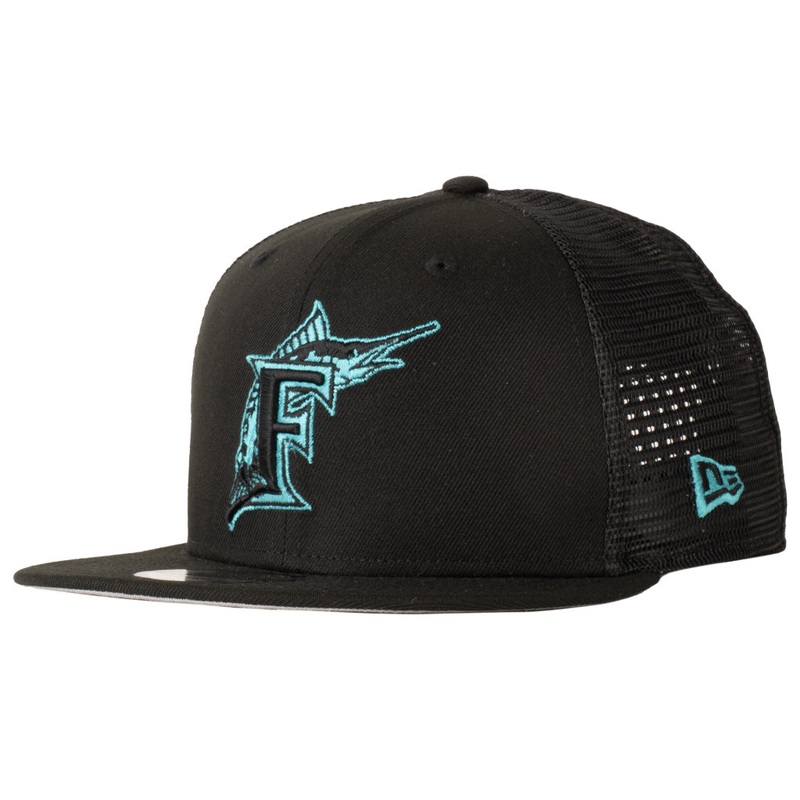 MLB Miami Marlins New Era Shadowline 9FIFTY Snapback Trucker Hat – Black