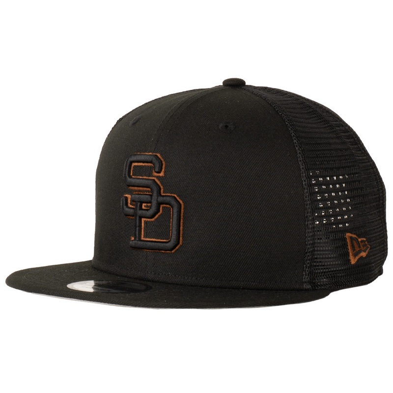 MLB San Diego Padres New Era Shadowline 9FIFTY Snapback Trucker Hat – Black