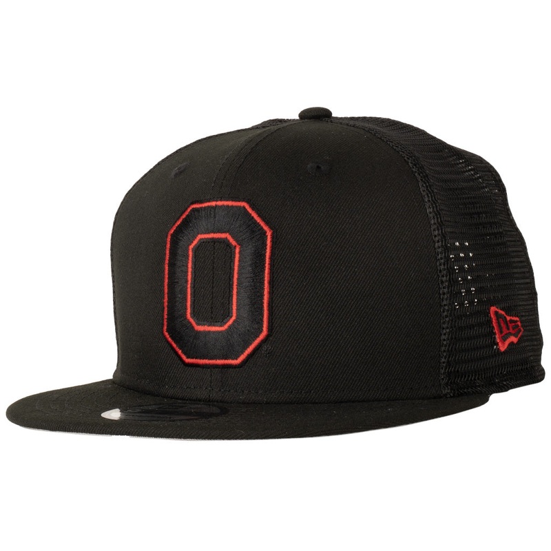 NCAA Ohio State Buckeyes New Era Shadowline 9FIFTY Snapback Trucker Hat – Black