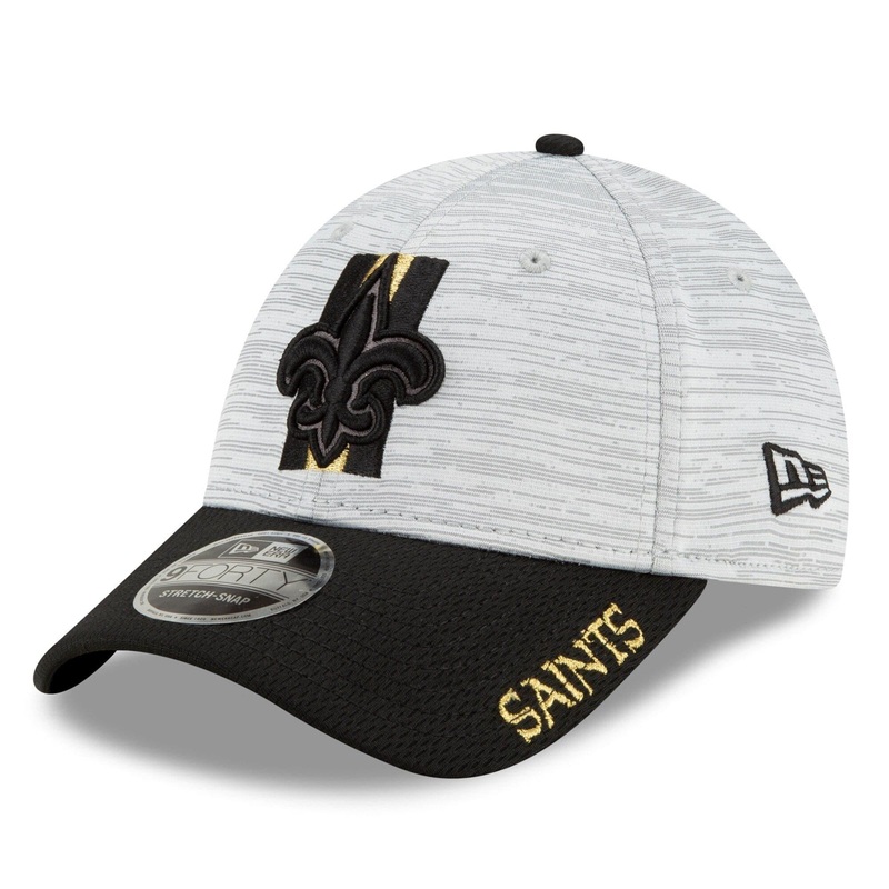 New Orleans Saints New Era NFL 2021 Training Camp 9FORTY Curve Stretch Snapback Hat – Grey