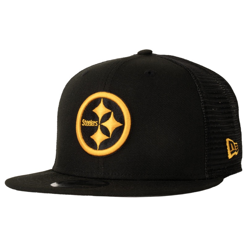 NFL Pittsburgh Steelers New Era Shadowline 9FIFTY Snapback Trucker Hat – Black
