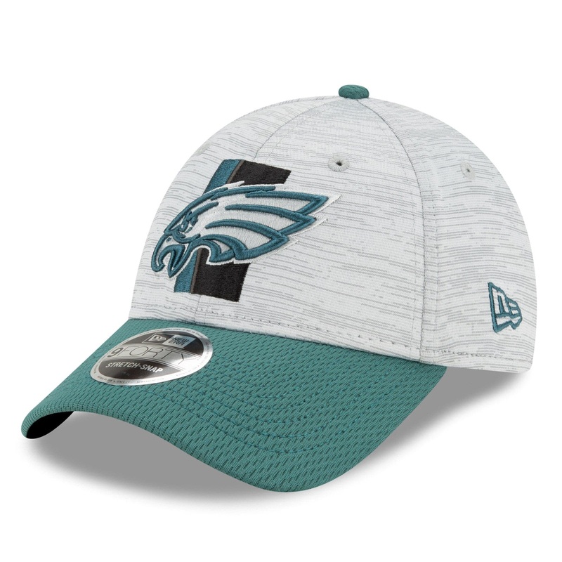 Philadelphia Eagles New Era NFL 2021 Training Camp 9FORTY Curve Stretch Snapback Hat – Grey