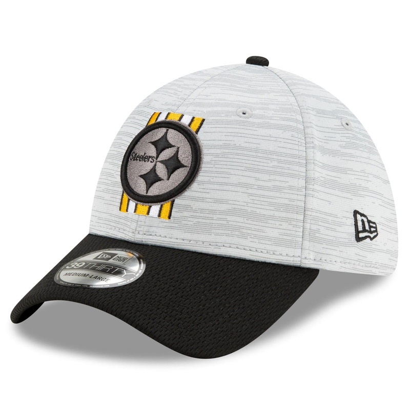 Pittsburgh Steelers New Era NFL 2021 Training Camp 39THIRTY Flex Fit Curve Hat – Grey