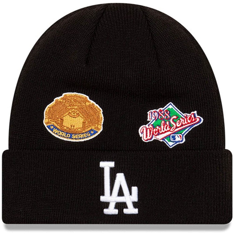 Los Angeles Dodgers New Era MLB All Over Champions Cuffed Knit Beanie – Black