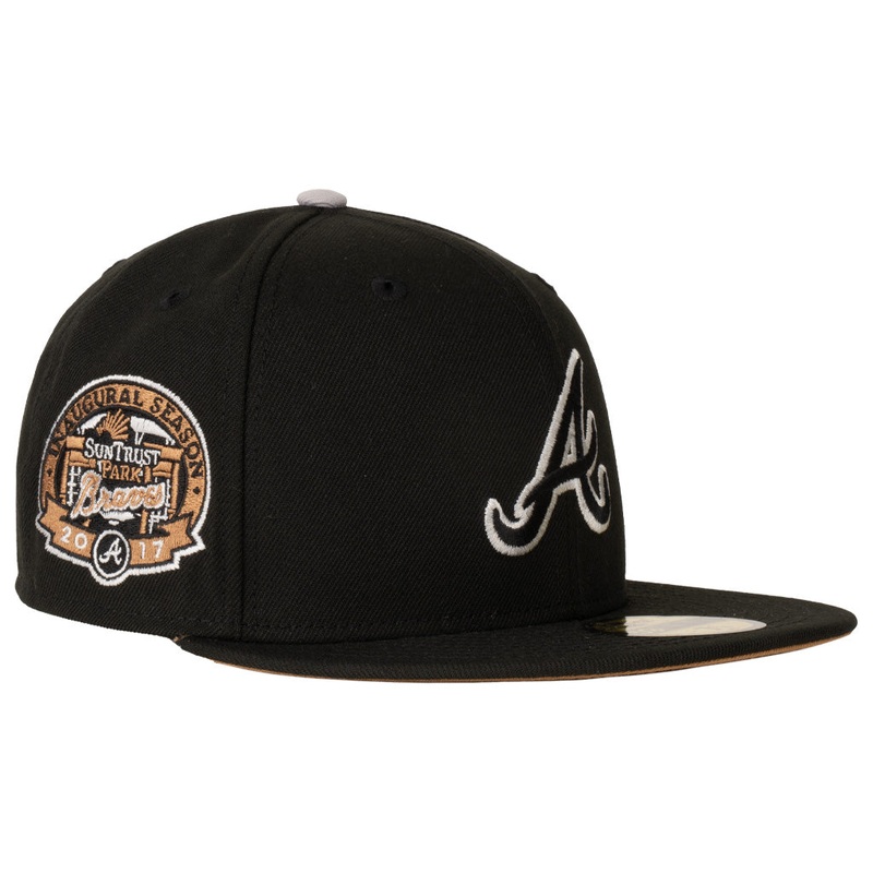 MLB Atlanta Braves New Era Gray Outline Logo 59FIFTY Fitted Hat – Black
