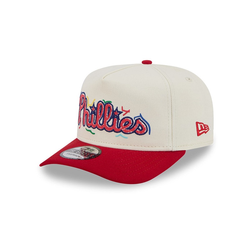 MLB Philadelphia Phillies New Era Scribble 9FIFTY A-Frame Snapback Hat – Cream