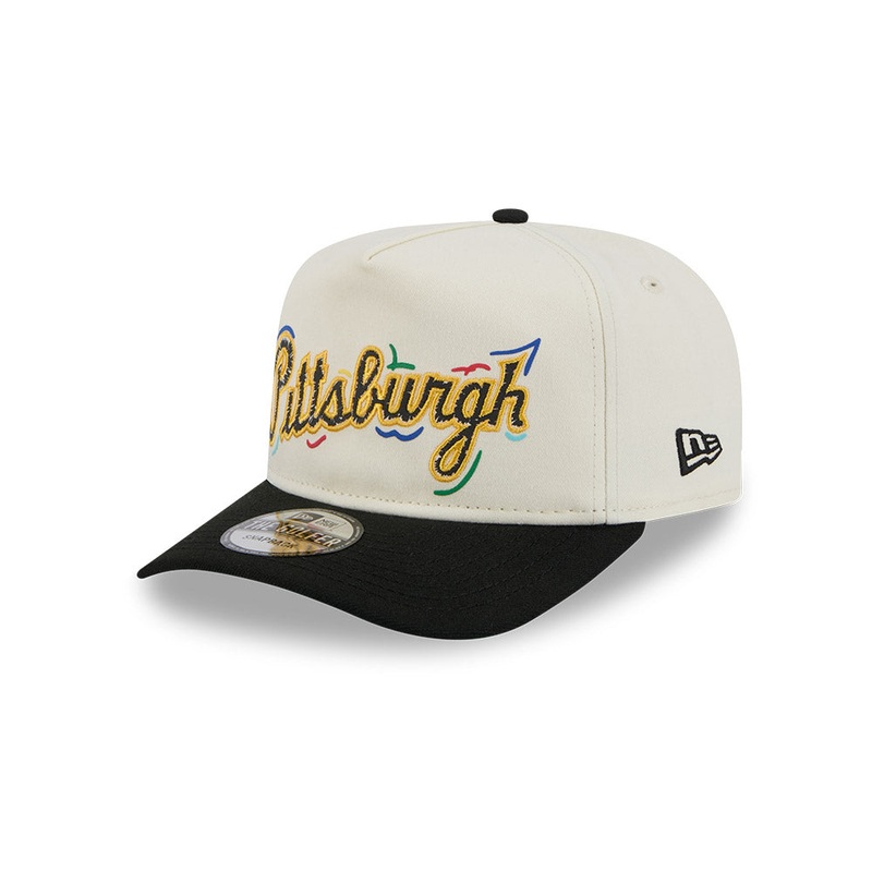 MLB Pittsburgh Pirates New Era Scribble 9FIFTY A-Frame Snapback Hat – Cream