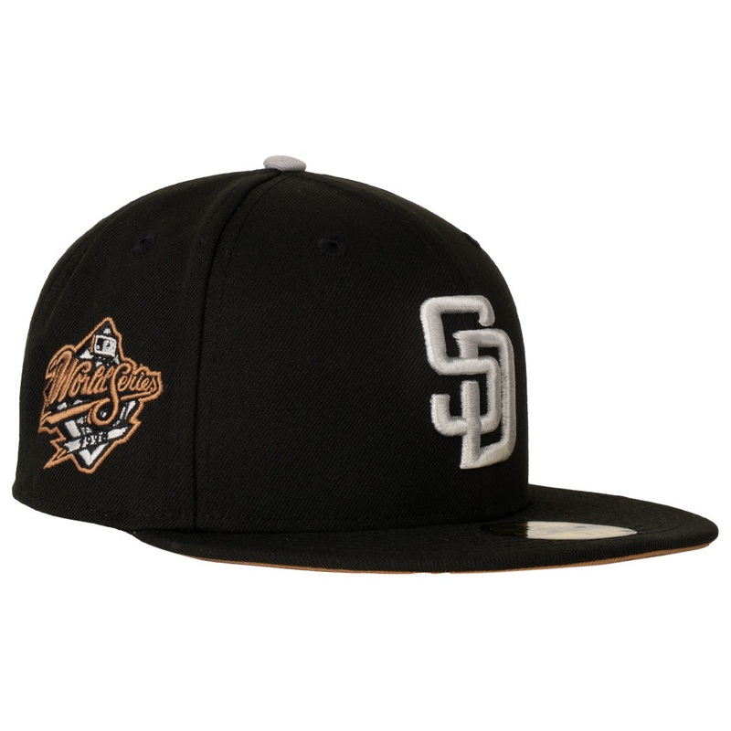 MLB San Diego Padres New Era Gray Outline Logo 59FIFTY Fitted Hat – Black