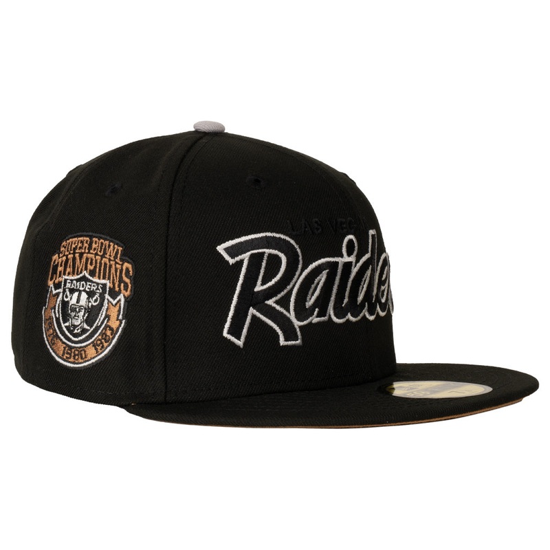 NFL Las Vegas Raiders New Era Gray Outline Logo 59FIFTY Fitted Hat – Black