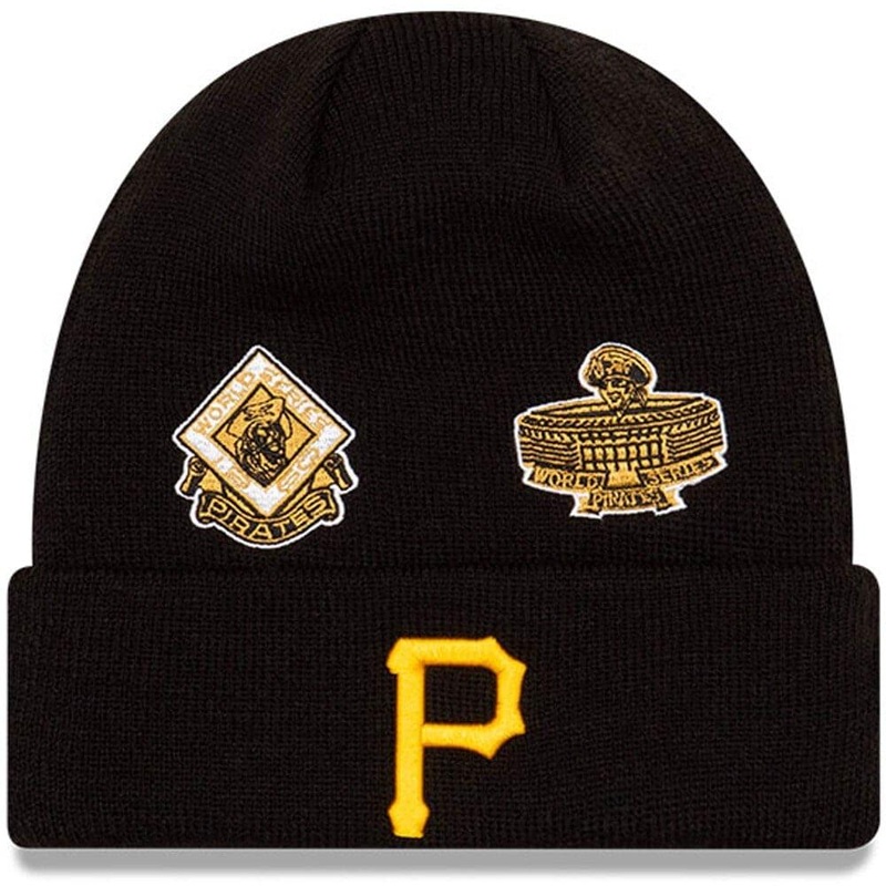 Pittsburgh Pirates New Era MLB All Over Champions Cuffed Knit Beanie – Black