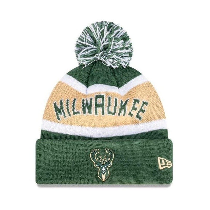 Youths Milwaukee Bucks New Era NBA Team Wordmark Knit Beanie – Green