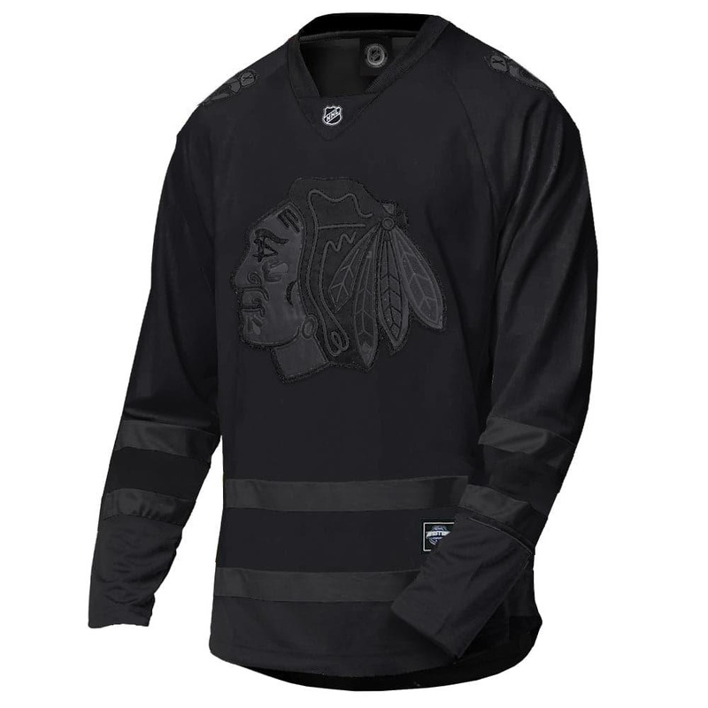 Chicago Blackhawks Majestic NHL Triple Black Replica Jersey – Black