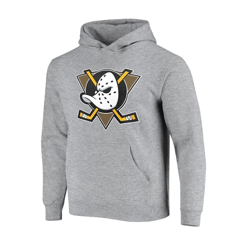 Youths Anaheim Mighty Ducks Majestic NHL Prism Hoodie Jumper – Grey Marle