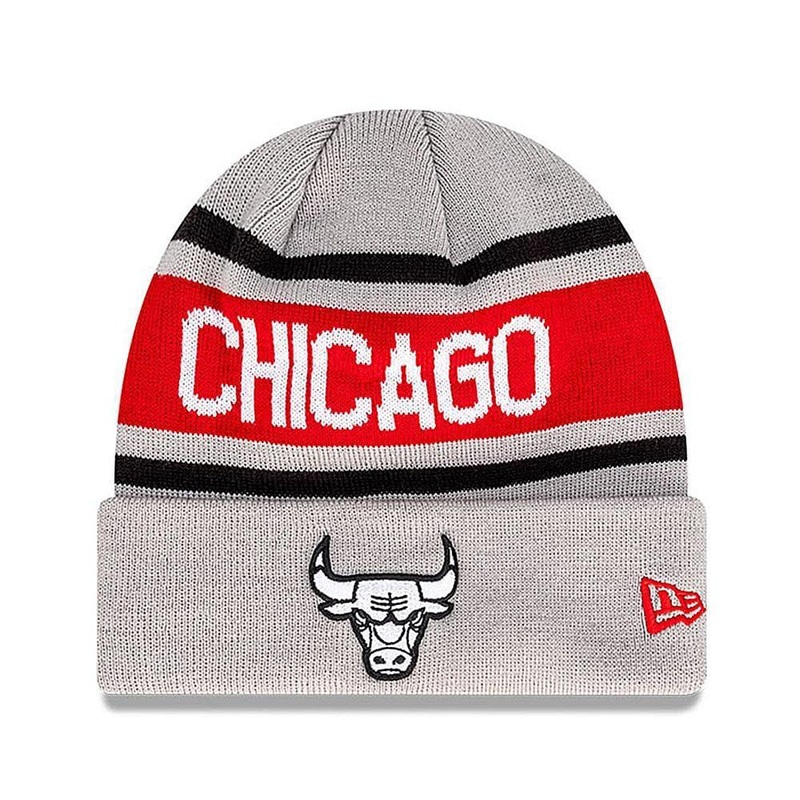 Youths Chicago Bulls New Era NBA Team Outline Thin Knit Beanie – Grey